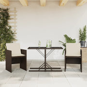 Bistroset 3-delig poly rattan bruin met kussens