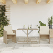 Bistroset 3-delig poly rattan beige met kussens