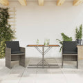 3-piece Bistro Set with Cushions, poly rattan grey