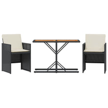 3-Delige Bistroset Met Kussens Poly Rattan Zwart