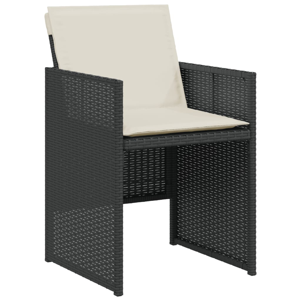3-Delige Bistroset Met Kussens Poly Rattan Zwart