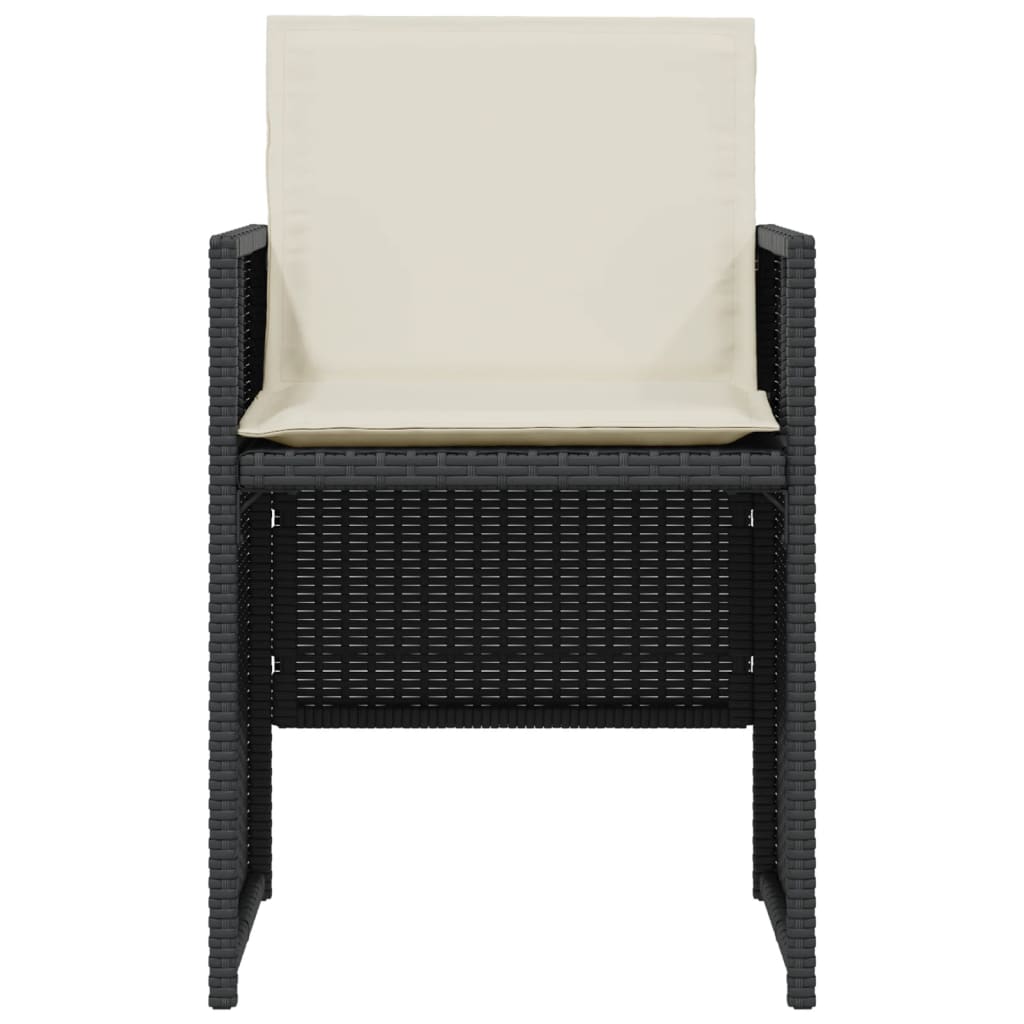 3-Delige Bistroset Met Kussens Poly Rattan Zwart