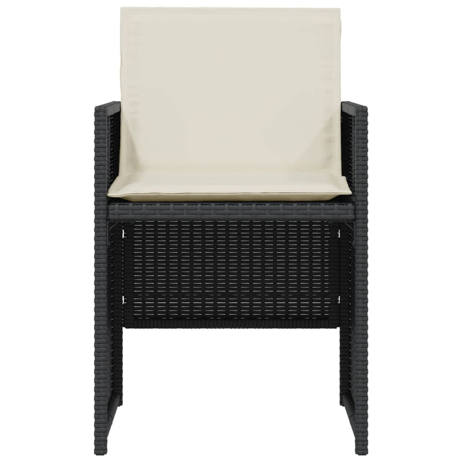 3-Delige Bistroset Met Kussens Poly Rattan Zwart