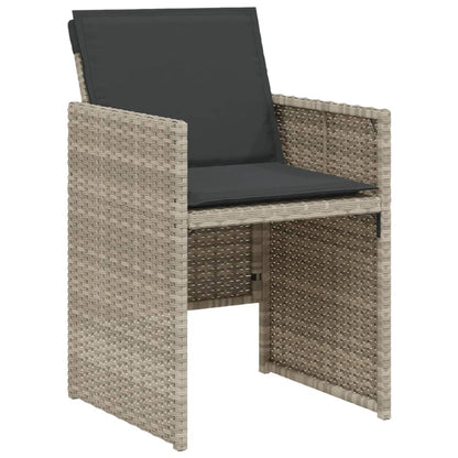 3-delige Bistroset met kussens poly rattan lichtgrijs