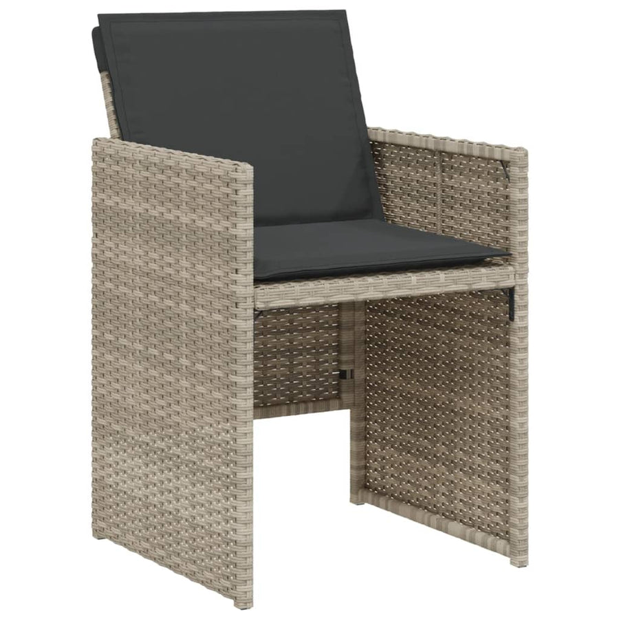 3-delige Bistroset met kussens poly rattan lichtgrijs