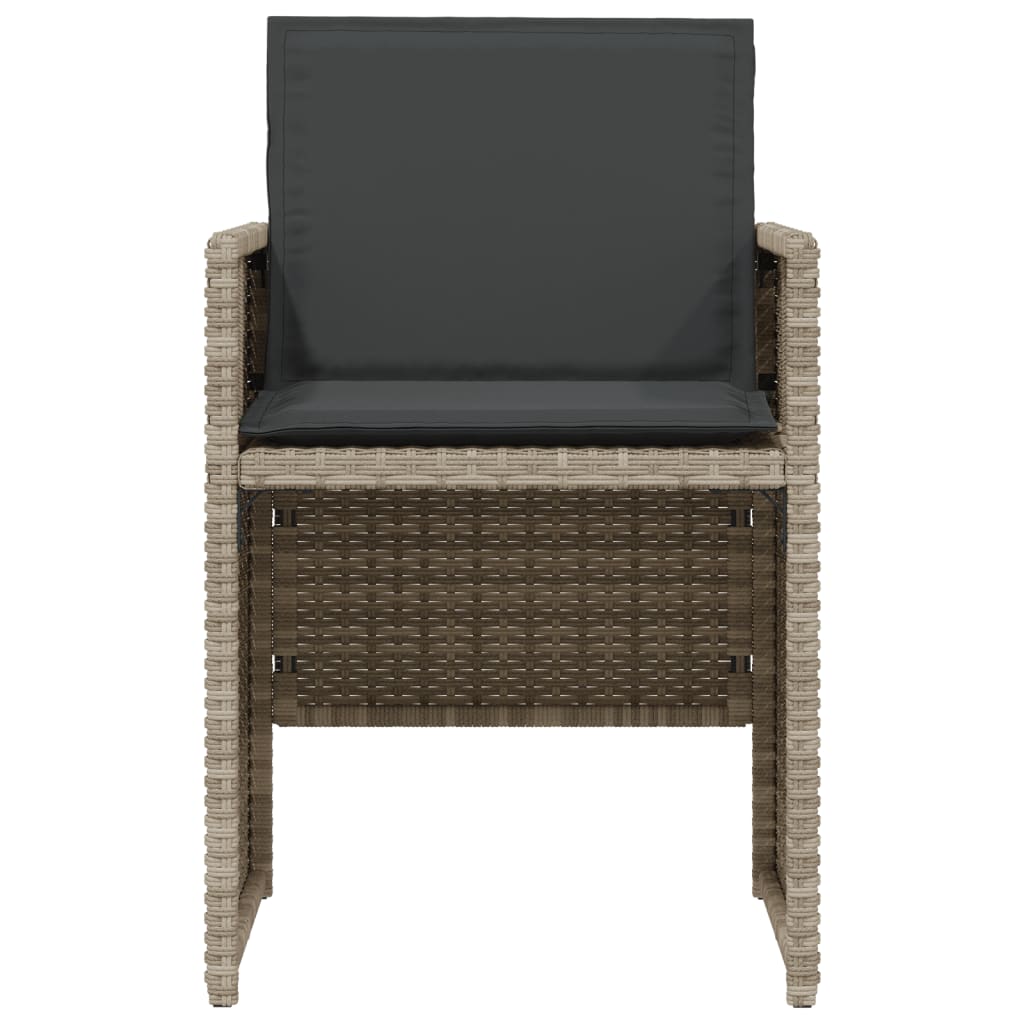 3-delige Bistroset met kussens poly rattan lichtgrijs