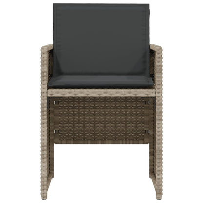 3-delige Bistroset met kussens poly rattan lichtgrijs