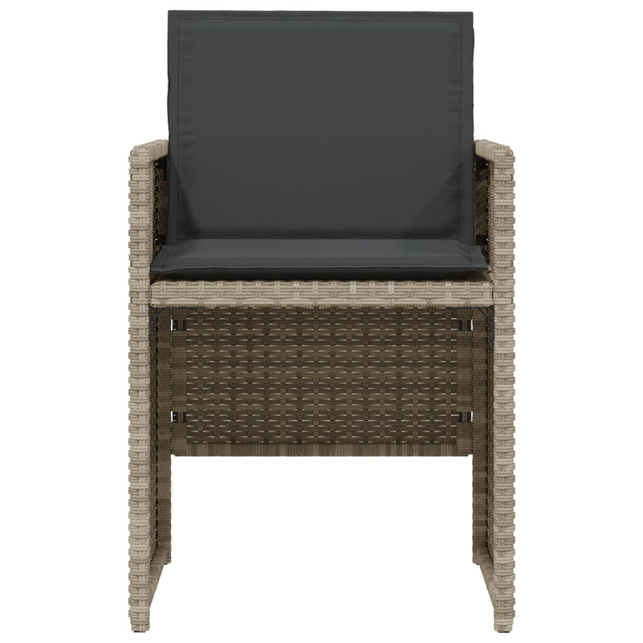 3-delige Bistroset met kussens poly rattan lichtgrijs