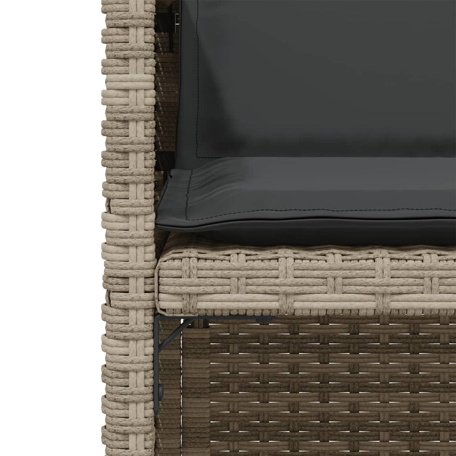 3-delige Bistroset met kussens poly rattan lichtgrijs