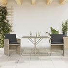 3-piece Bistro Set with Cushions Poly Rattan Light Grey
