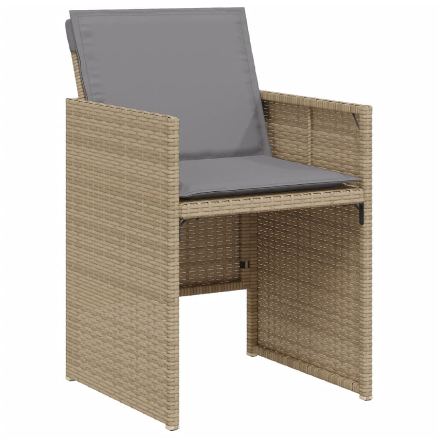 3-delige Bistroset met kussens poly rattan gemengd beige