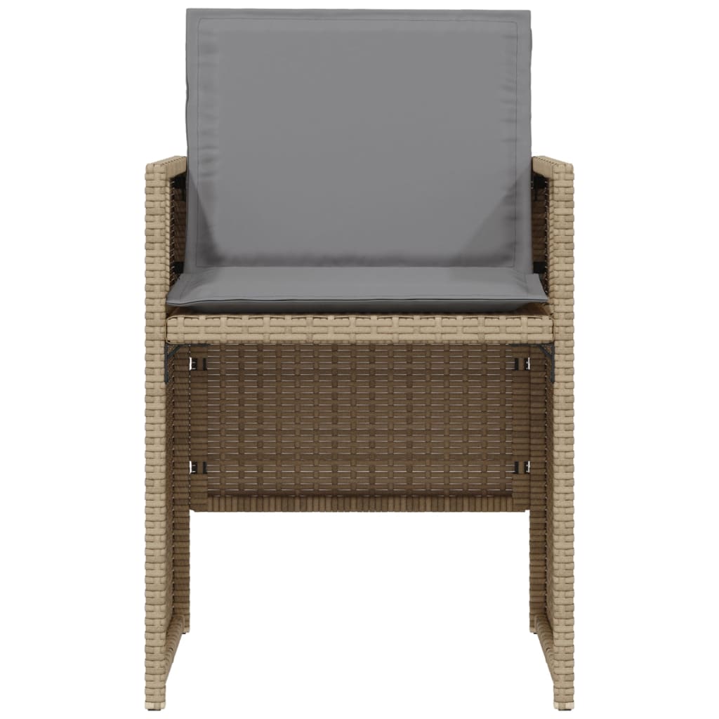 3-delige Bistroset met kussens poly rattan gemengd beige