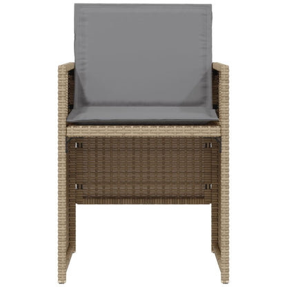 3-delige Bistroset met kussens poly rattan gemengd beige