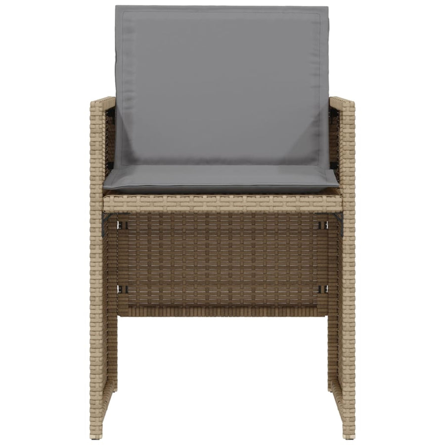 3-delige Bistroset met kussens poly rattan gemengd beige