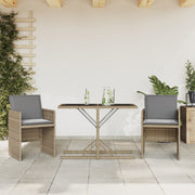 Bistroset 3-delig poly rattan beige met kussens