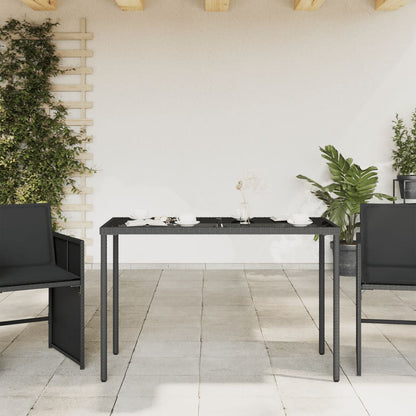 Tuintafel Met Glazen Blad 115X54X74 Cm Poly Rattan Zwart