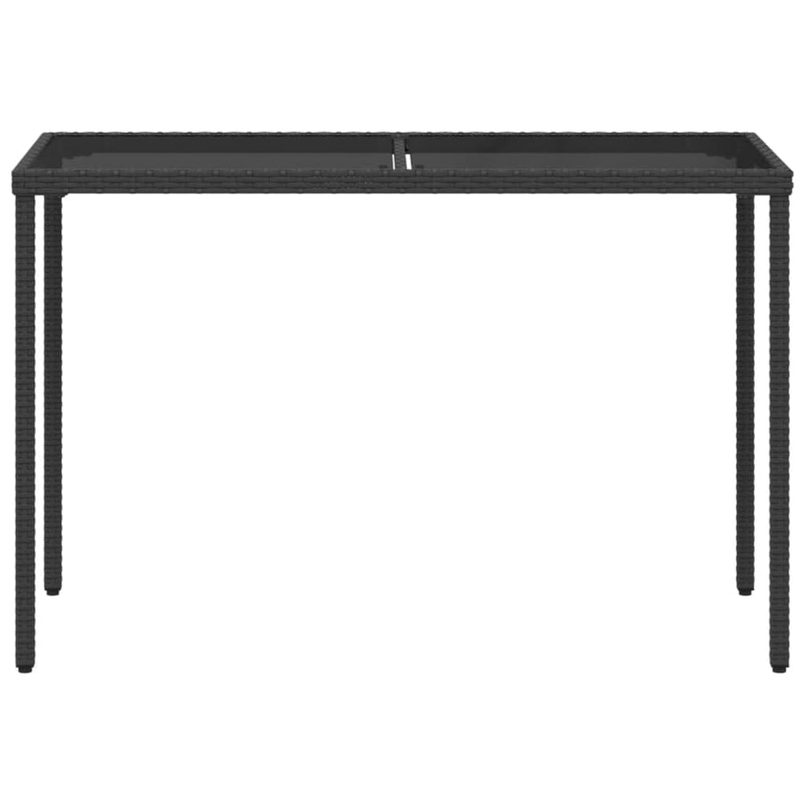 Tuintafel Met Glazen Blad 115X54X74 Cm Poly Rattan Zwart