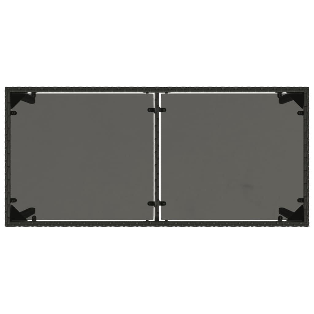 Tuintafel Met Glazen Blad 115X54X74 Cm Poly Rattan Zwart