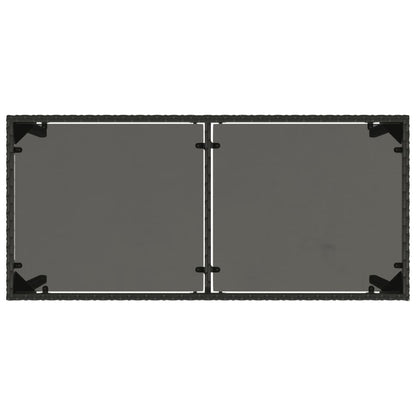 Tuintafel Met Glazen Blad 115X54X74 Cm Poly Rattan Zwart