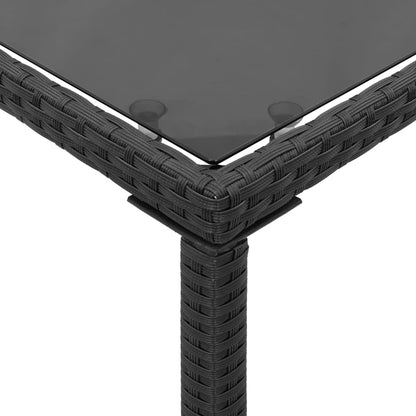 Tuintafel Met Glazen Blad 115X54X74 Cm Poly Rattan Zwart