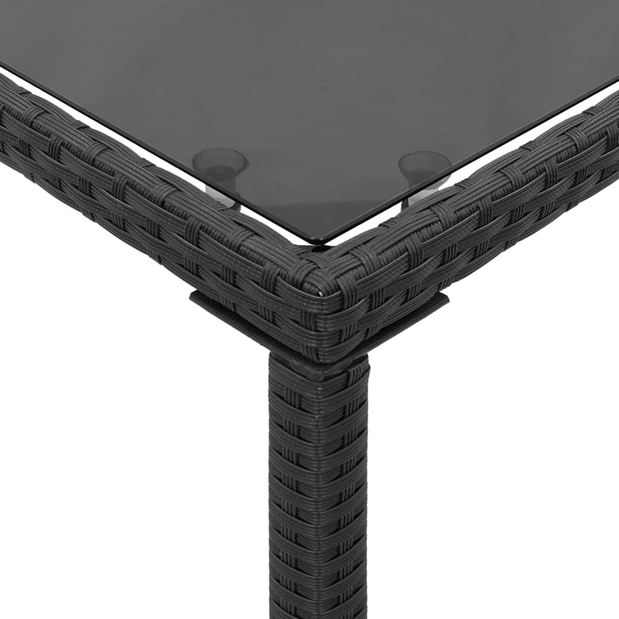 Tuintafel Met Glazen Blad 115X54X74 Cm Poly Rattan Zwart