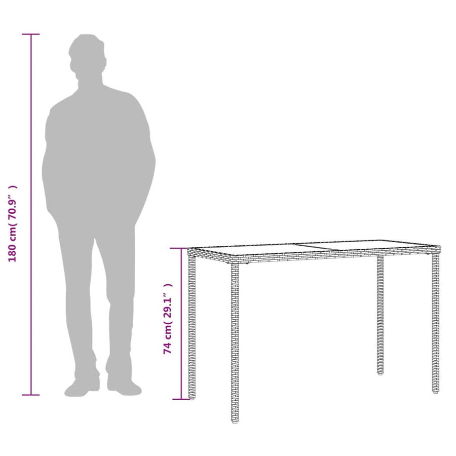Tuintafel Met Glazen Blad 115X54X74 Cm Poly Rattan Zwart