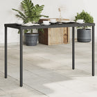Tuintafel 115x54x74 cm poly rattan zwart glazen blad