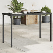 Garden table with glass top 115x54x74 cm poly rattan black