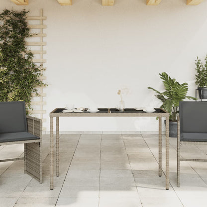 Tuintafel Met Glazen Blad 115X54X74 Cm Poly Rattan Grijs