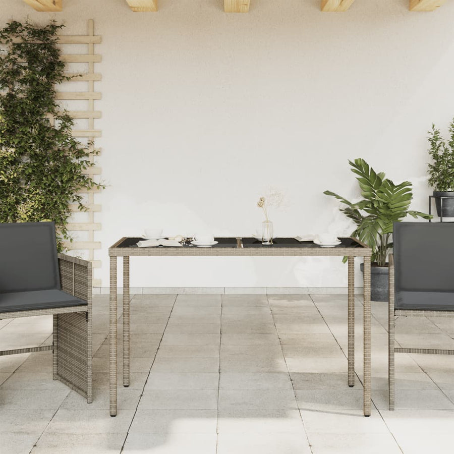 Tuintafel Met Glazen Blad 115X54X74 Cm Poly Rattan Grijs