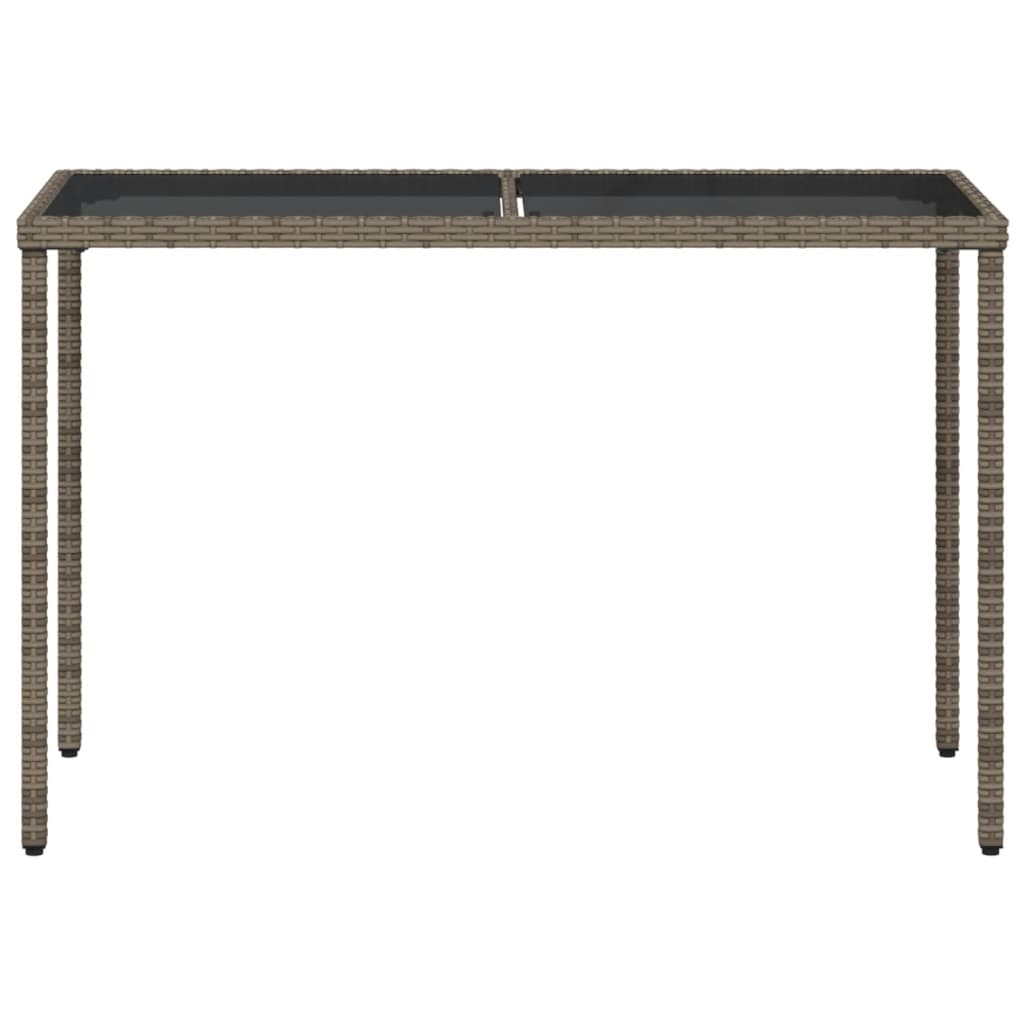 Tuintafel Met Glazen Blad 115X54X74 Cm Poly Rattan Grijs