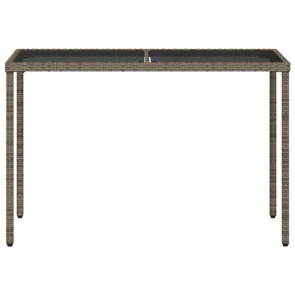 Tuintafel Met Glazen Blad 115X54X74 Cm Poly Rattan Grijs