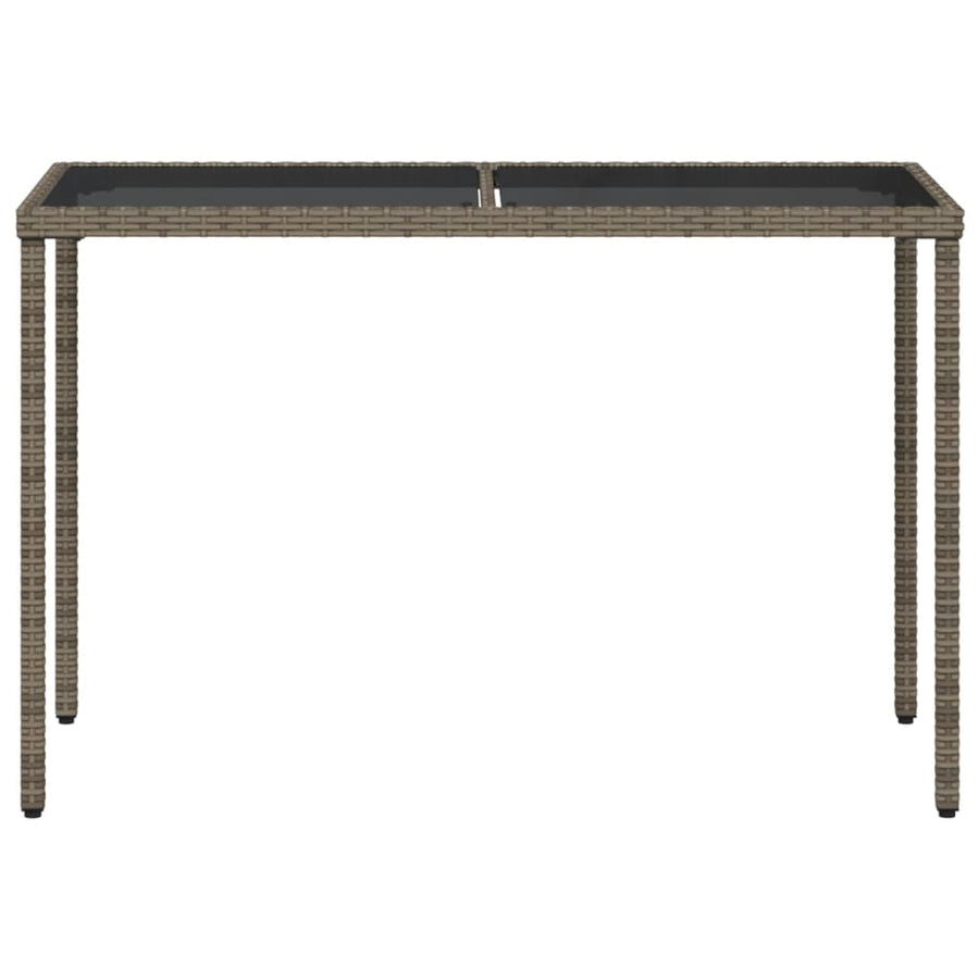 Tuintafel Met Glazen Blad 115X54X74 Cm Poly Rattan Grijs