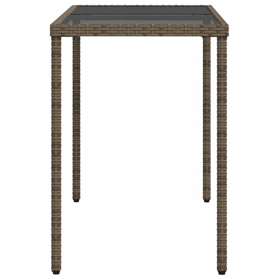 Tuintafel Met Glazen Blad 115X54X74 Cm Poly Rattan Grijs
