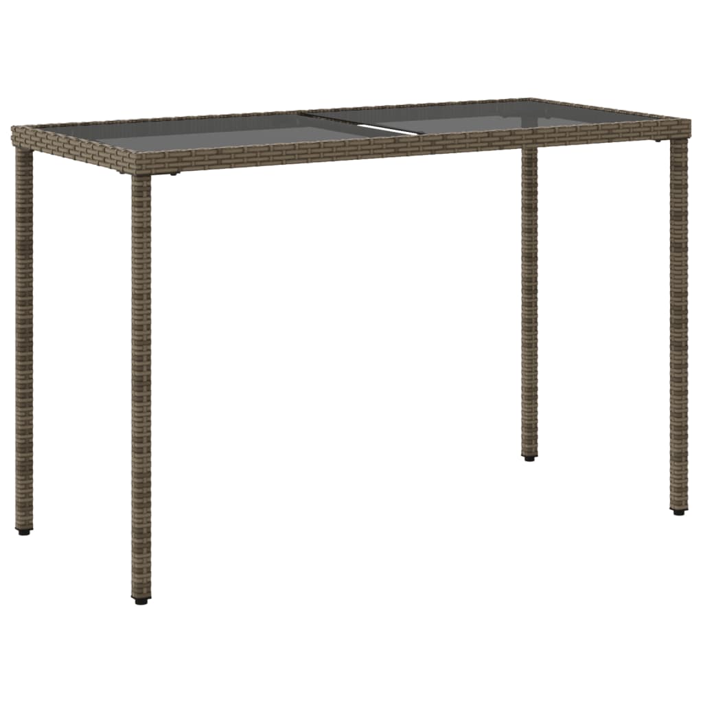 Tuintafel Met Glazen Blad 115X54X74 Cm Poly Rattan Grijs