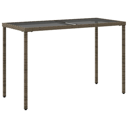 Tuintafel Met Glazen Blad 115X54X74 Cm Poly Rattan Grijs
