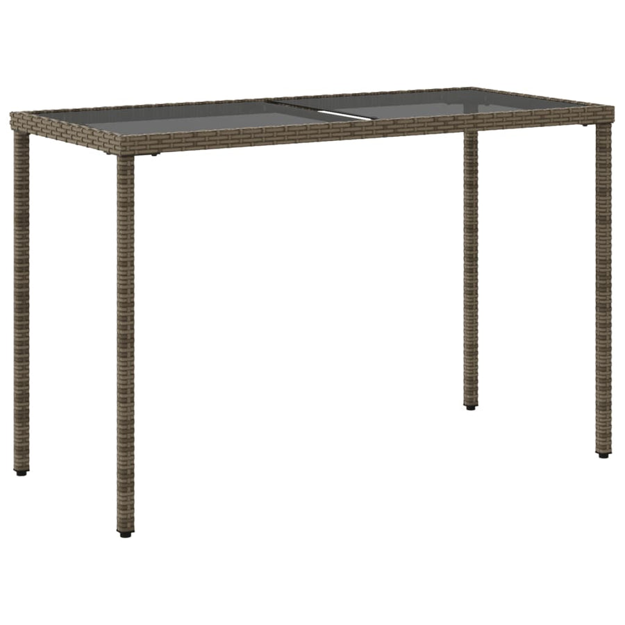 Tuintafel Met Glazen Blad 115X54X74 Cm Poly Rattan Grijs