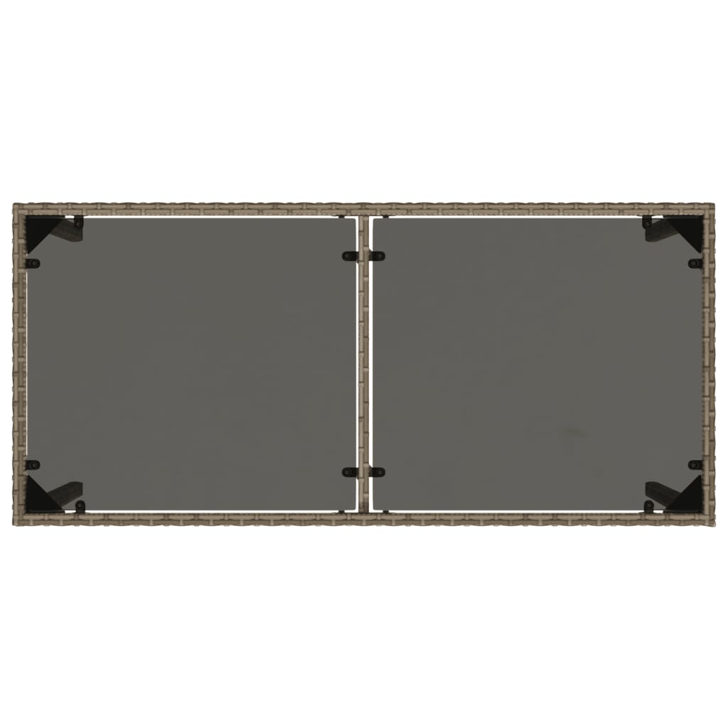 Tuintafel Met Glazen Blad 115X54X74 Cm Poly Rattan Grijs