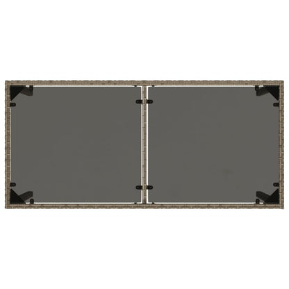 Tuintafel Met Glazen Blad 115X54X74 Cm Poly Rattan Grijs