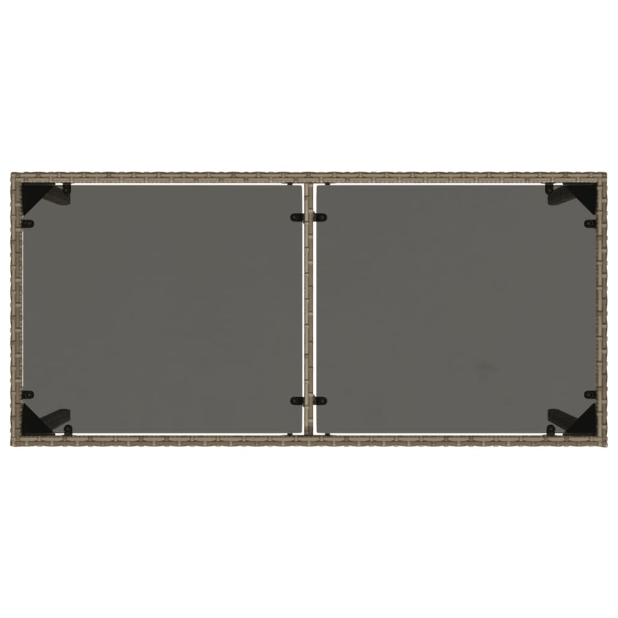 Tuintafel Met Glazen Blad 115X54X74 Cm Poly Rattan Grijs