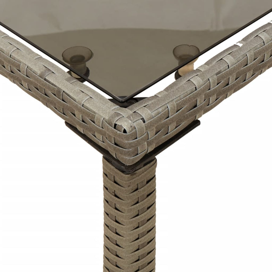 Tuintafel Met Glazen Blad 115X54X74 Cm Poly Rattan Grijs