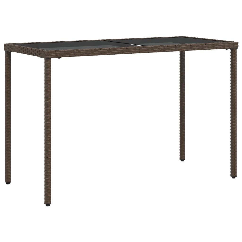 Tuintafel Met Glazen Blad 115X54X74 Cm Poly Rattan Bruin