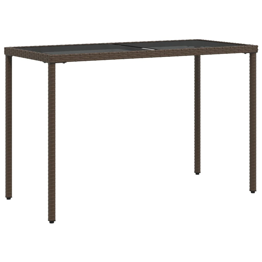 Tuintafel Met Glazen Blad 115X54X74 Cm Poly Rattan Bruin