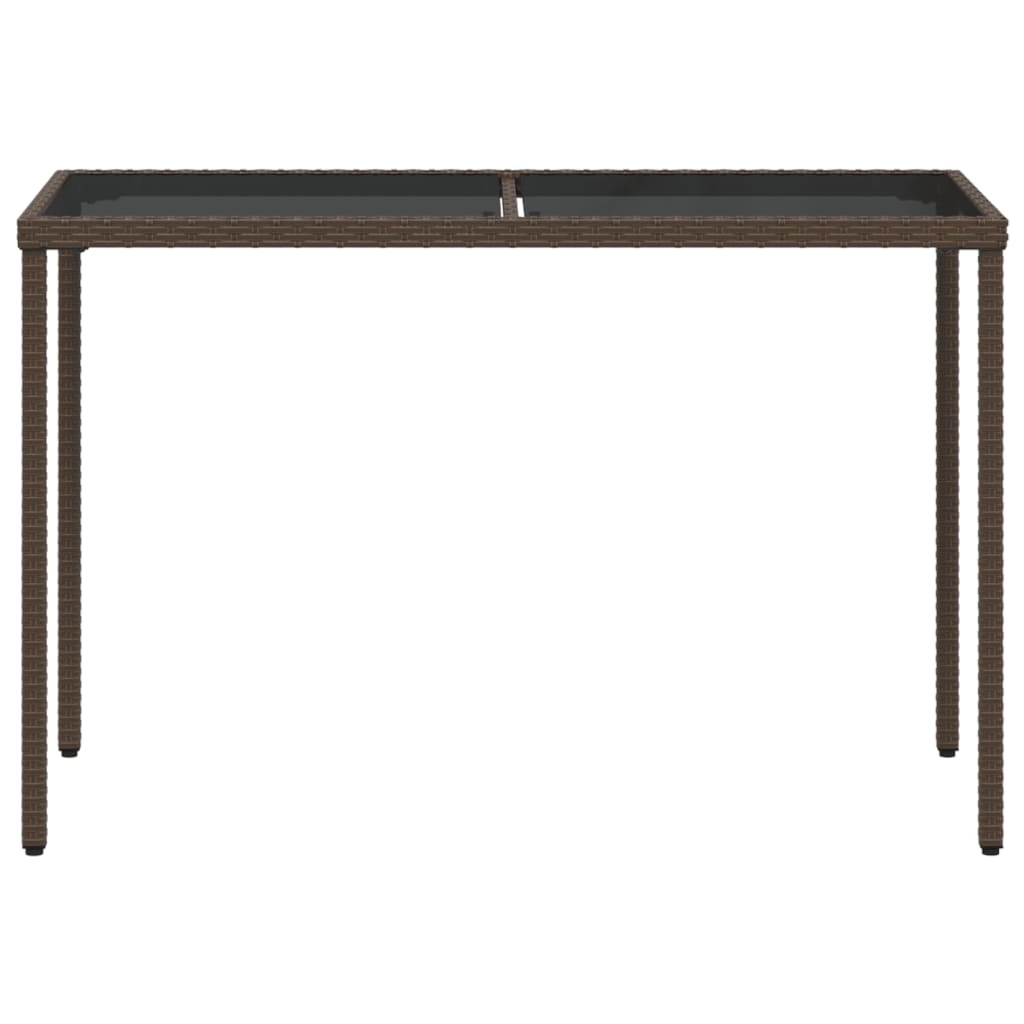 Tuintafel Met Glazen Blad 115X54X74 Cm Poly Rattan Bruin