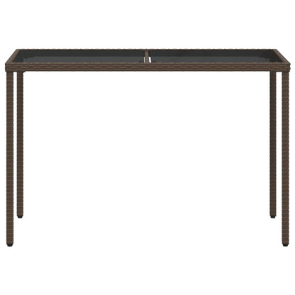 Tuintafel Met Glazen Blad 115X54X74 Cm Poly Rattan Bruin