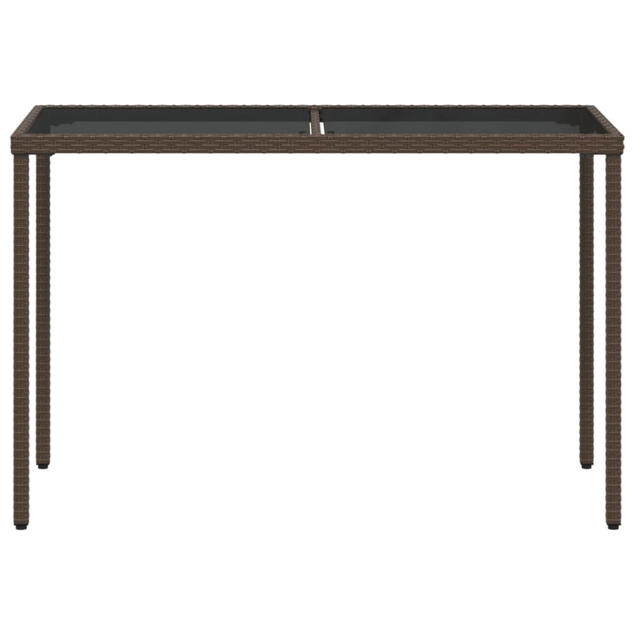 Tuintafel Met Glazen Blad 115X54X74 Cm Poly Rattan Bruin