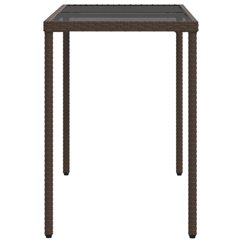 Tuintafel Met Glazen Blad 115X54X74 Cm Poly Rattan Bruin