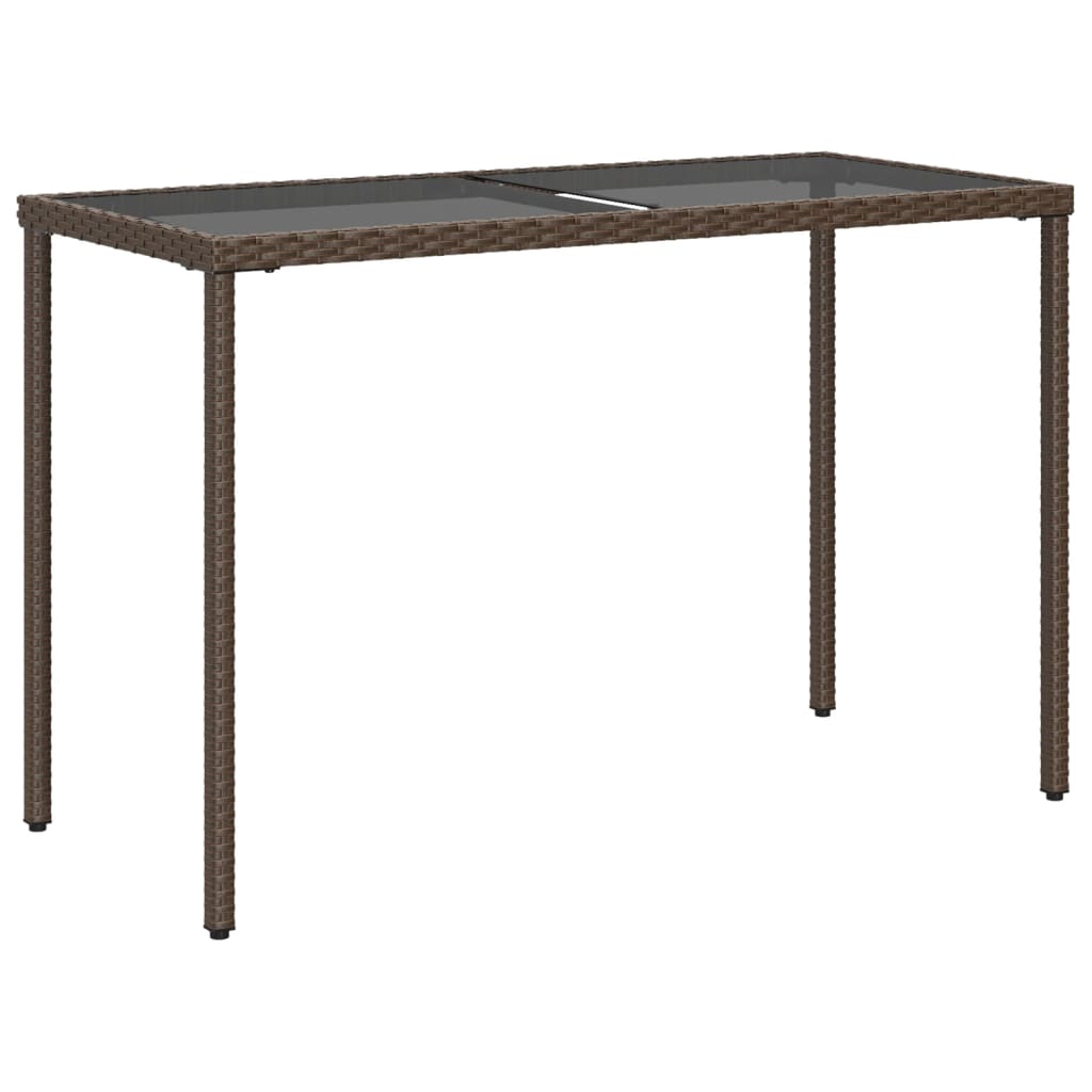 Tuintafel Met Glazen Blad 115X54X74 Cm Poly Rattan Bruin