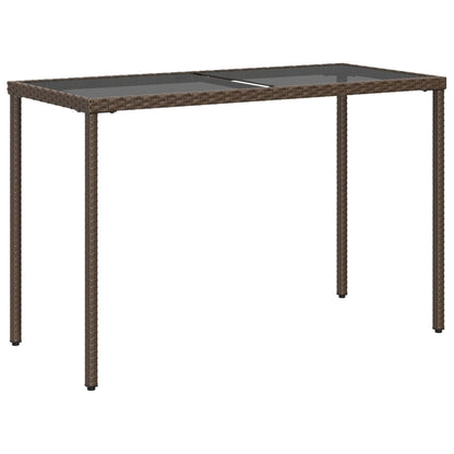 Tuintafel Met Glazen Blad 115X54X74 Cm Poly Rattan Bruin