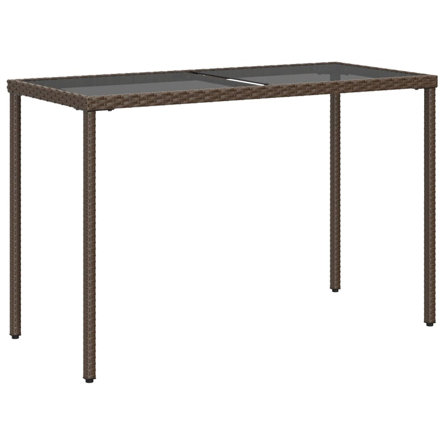 Tuintafel Met Glazen Blad 115X54X74 Cm Poly Rattan Bruin